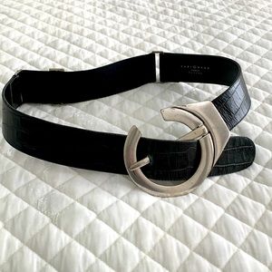 Suzi Roher Croc black leather belt with metal buckle